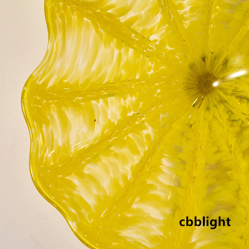 Moderne kreative gelbe Wandlampen Kunstblumenwandplatten DIA20-45 cm Murano Glasmotorte für Wohnzimmer Showcase Dekorative LRP003