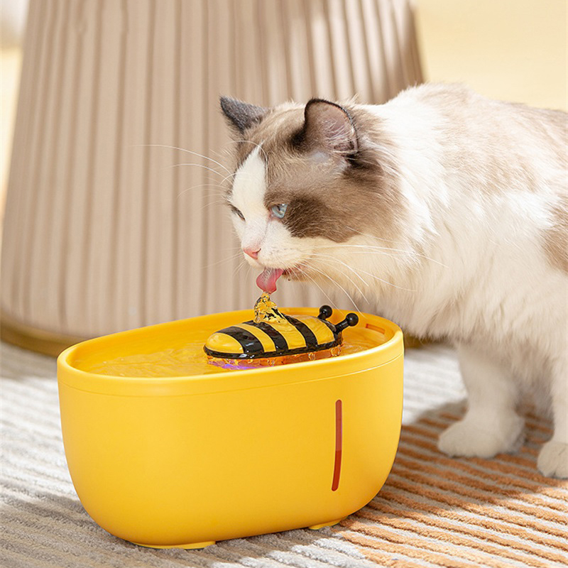 Dog Pet Drinker Cat Water Fountain Indoor Decor Waterfall Desktop Automatic Dispenser Feeder Bowl Little Bee Style