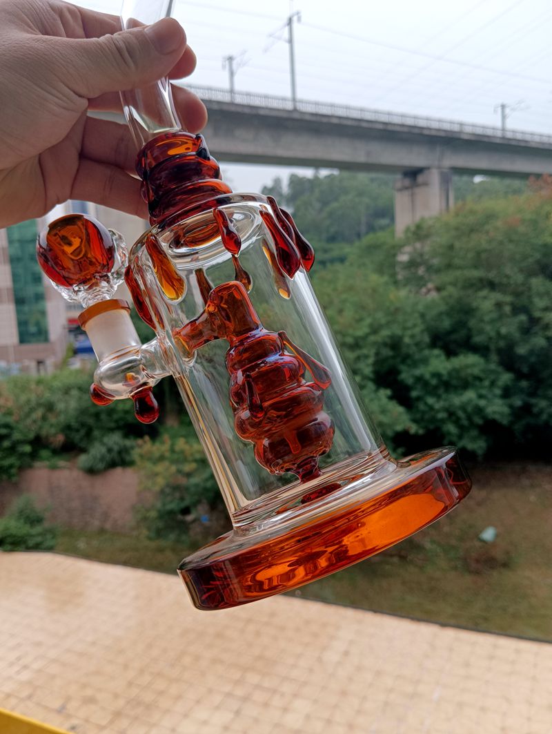 Glasia de vidrio naranja Bong Hookahs de 10 pulgadas Tipada de agua para el aceite de la plataforma de aceite de 10 pulgadas con accesorios de tazón de percolador