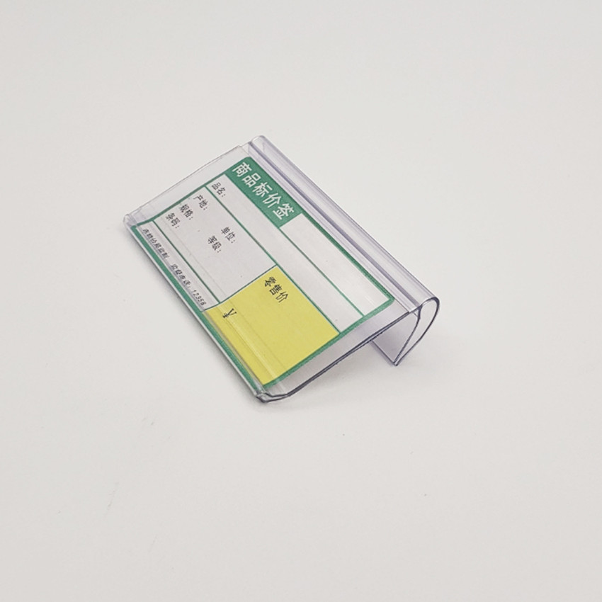 Retail Supplies Clear Label PVC Display Card Holder Clamp Clip Supermarket Retail Fruit Basket Price Promotion 