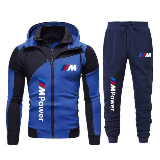 Completi da uomo Due pezzi Felpe con cappuccio Tuta Giacca con cerniera Pantaloni Uomo Tute sportive Bmw Power Print Sportswear