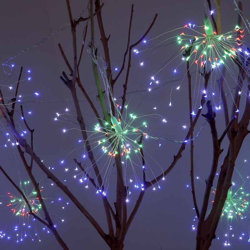 500 LED -snaren DIY Vuurwerk licht snaren Dandelion vorm decor Flash String met 8 modi