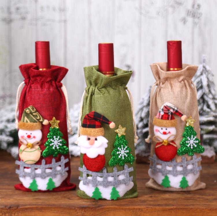 Juldekoration Santa Claus Wine Bottle Cover Christmas Ornaments Gott nytt år Xmas Navidad Decor SN2448