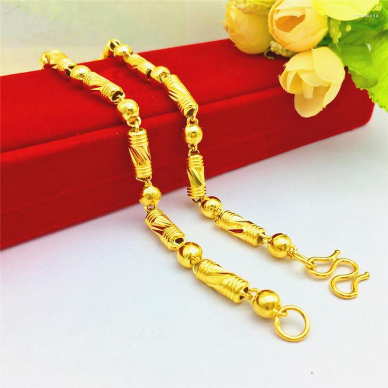 Chains LUXURY MEN'S NECKLACE 14K GOLD CHAIN JEWELRY FOR WEDDING ENGAGEMENT ANNIVERSARY GIFTS YELLOW BEAD MALE275c