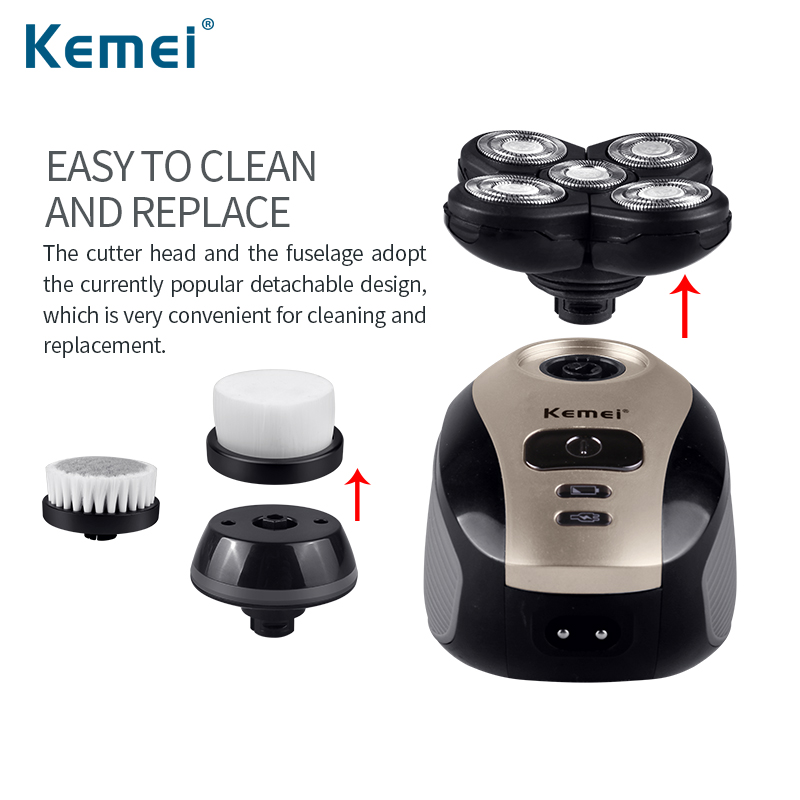 Hair Trimmer Kemei Shaver KM-1000 360 Rotary 5D Dynamic Shaving System Head Wet and Dry Reclable Razor for Beard Shaver