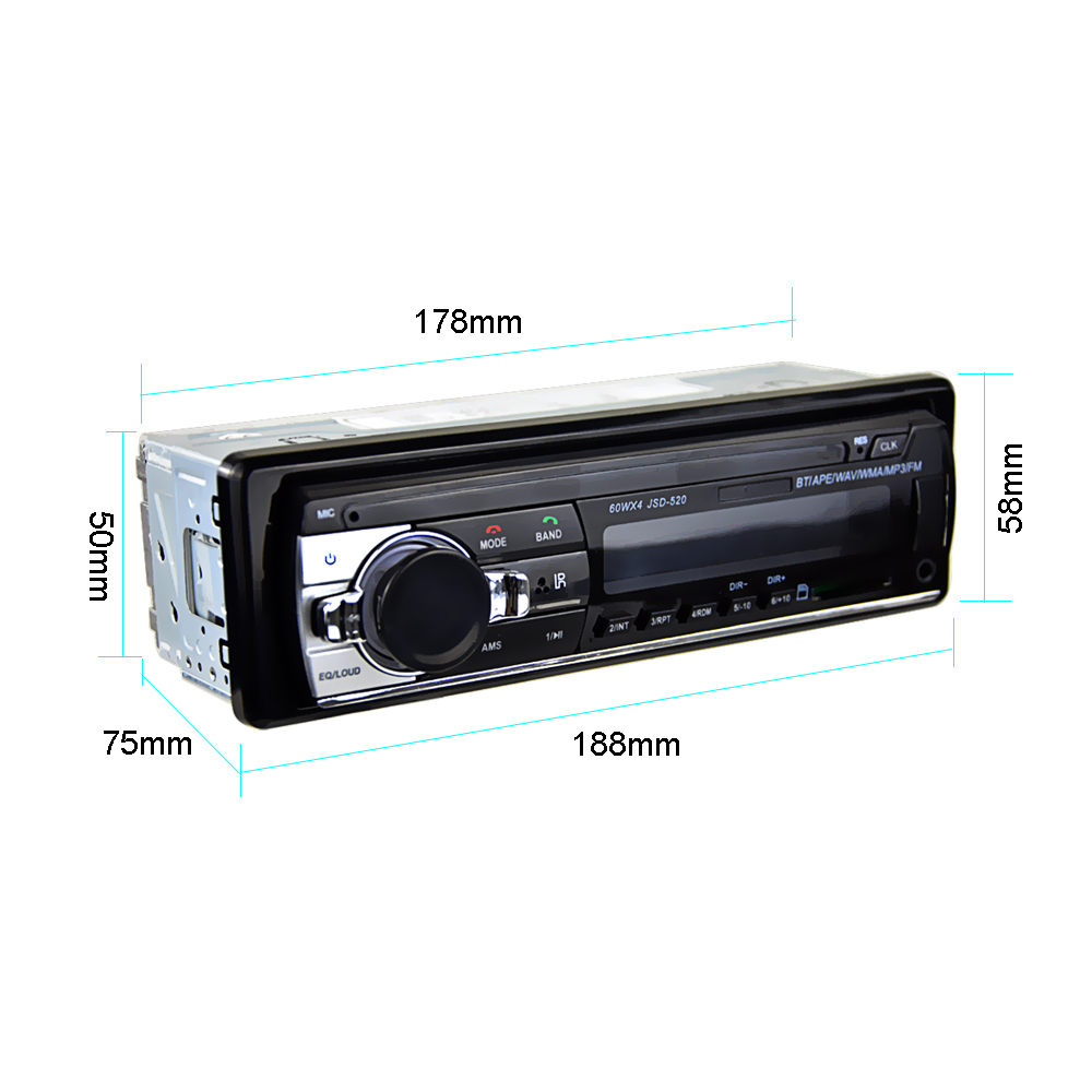 1 din autoradio bilradio fm aux-in stereo mottagare SD USB in-dash central multimedia spelare