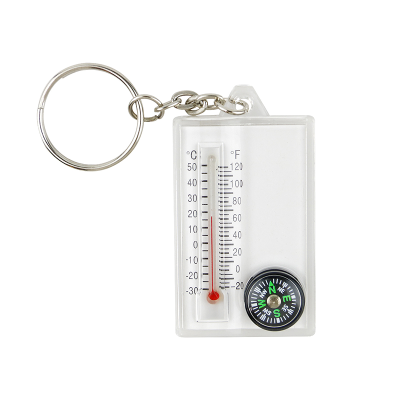 Porte-clés boussole Portable d'extérieur, thermomètre, pendentif boussole, outil de Camping