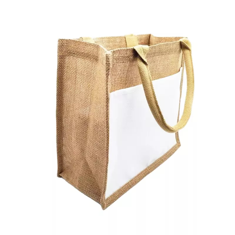 Sacs de stockage de sublimation Linen Shopping Tote Bag Blank Heat Press Home Jute Bags