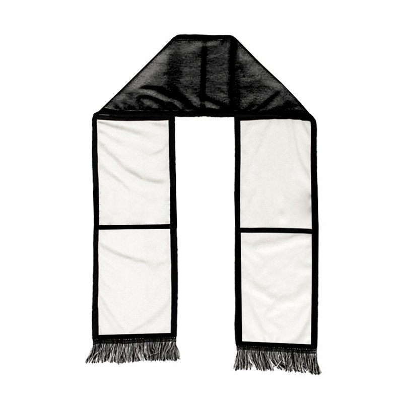 Polyester sublimatie sjaal textiel 6 panelen winterhanddoek thermische overdracht nek sjaals met kwastjes