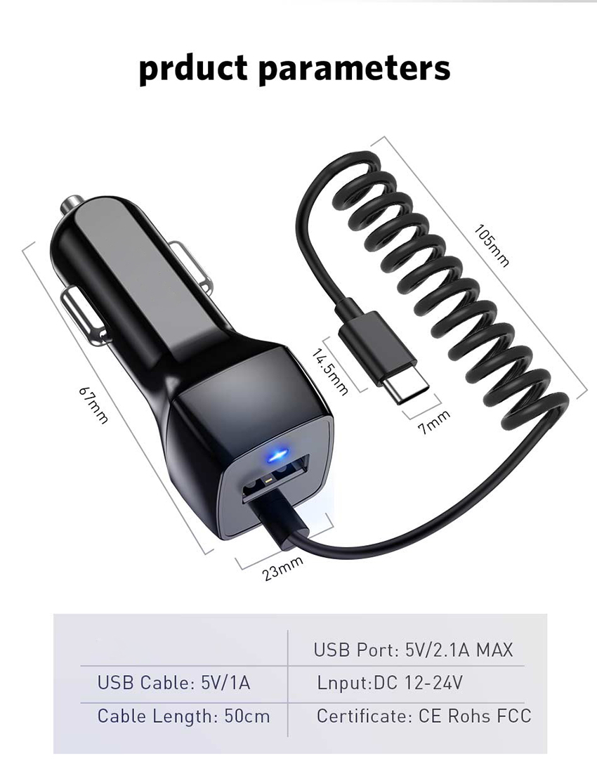 Samsung S10 Xiaomi Micro USB Type C Cable Fast Cars Phone Chargers Adapter7196738用の携帯電話を備えたトップ31Aカー充電器