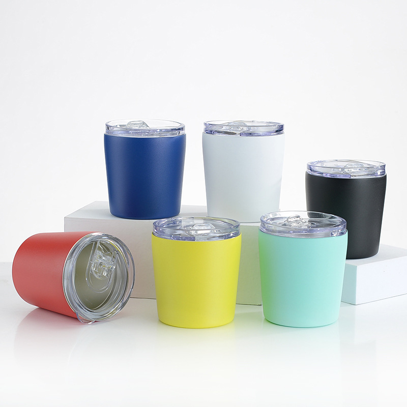 8oz 12oz rostfritt stål Kids Tumbler Kids Sippy Cup Vakuum isolerade småbarn som dricker tumlar för barn mini mjölkvatten kaffekoppar med lock 10 färger