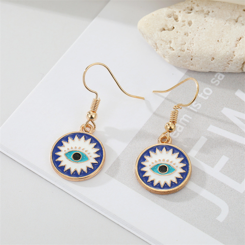 Farbige Emaille Evil Eye Baumeln Ohrringe Für Frauen Neue Vintage Punk Erklärung Türkischen Blauen Auge Anhänger Ohrring Hochzeit Party schmuck