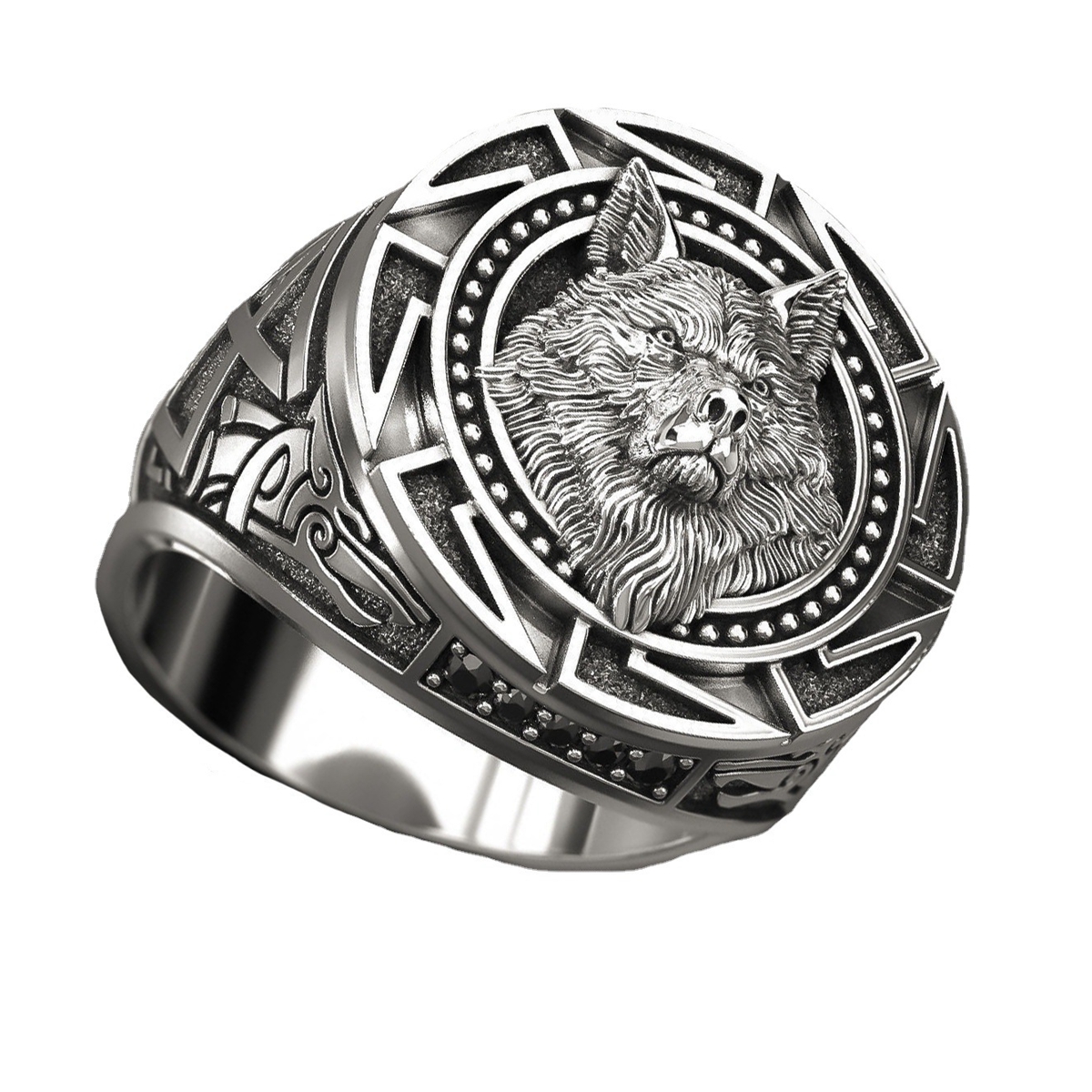 12 -stcs vintage wolf totem thai zilveren ring Noordse mythologie viking krijger wolf hoofd heren vingerbands