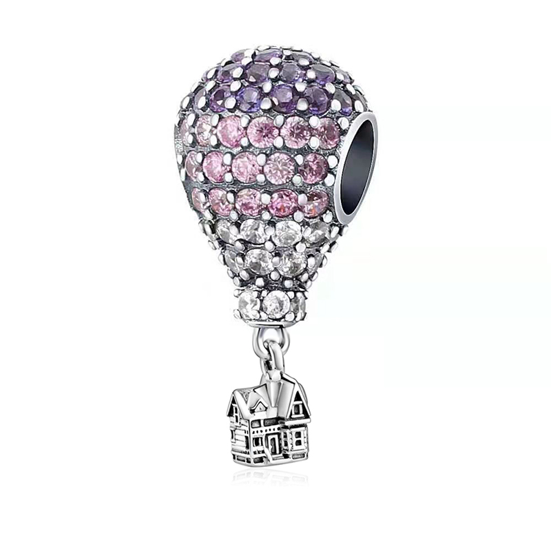 Il nuovo popolare ciondolo rosa con palloncino in vetro color argento sterling 925 è adatto il regalo di gioielli ragazze con bracciale Pandora primitivo