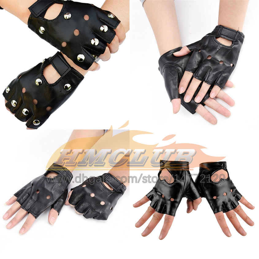 ST233 gants en cuir PU Punk hip-hop demi-doigt gants tactiques ronds sans doigts gant à ongles