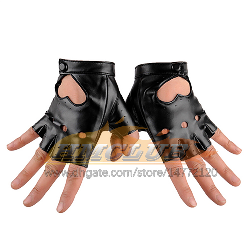 ST233 gants en cuir PU Punk hip-hop demi-doigt gants tactiques ronds sans doigts gant à ongles