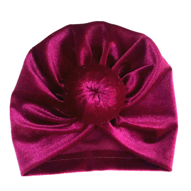 Newborn Baby Kids Boys Girls Soft Turban Cap Beanie Solid Knot Head Wrap Hats Golden Velvet Beanis Baby Gifts