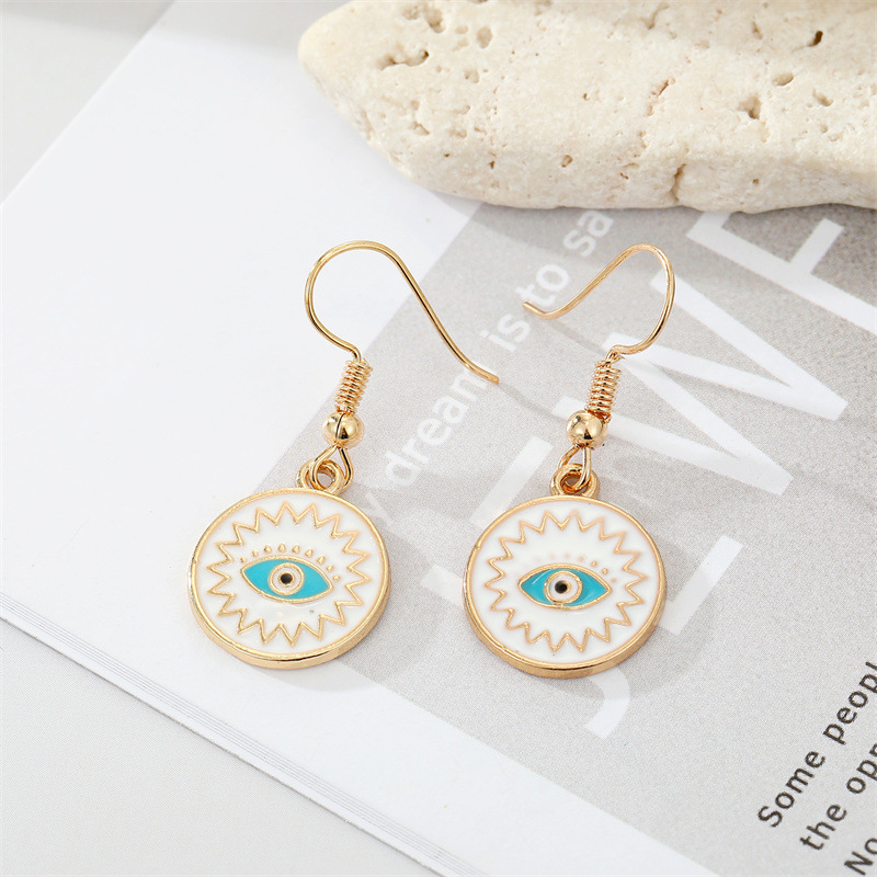 Цветные эмалевые серьги Evil Eye Dangle для женщин Новое винтажное панк -заявление Турецкая кулонная кулон с голубыми глазами Свадьба Свадебная вечеринка Еврейс