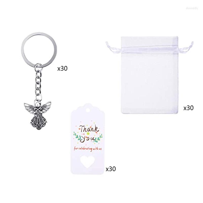 Keychains Angel Keychain Favor Pendant Christening Gift Keyring With Thank You Kraft Bag For Kids2589