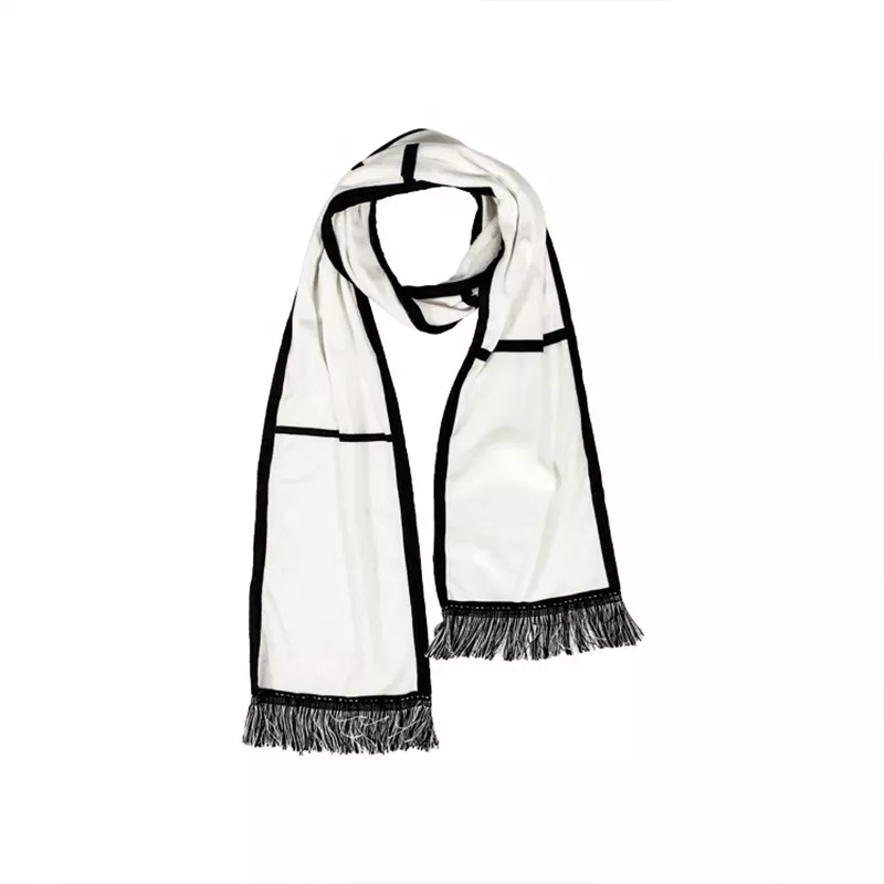 Polyester Sublimation Scarf Textile 6 Panels Winter Towel Thermal Transfer Neck Scarves with Tassels