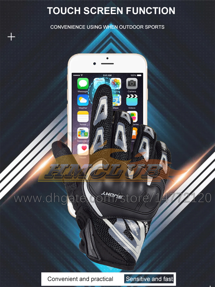 ST230 guantes transpirables de verano para motocicleta, guantes protectores para Moto con pantalla táctil, guantes de carreras para ciclismo, guantes con dedos completos para hombres y mujeres