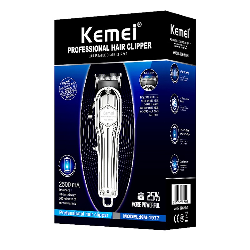Kemei Professional All Metal Hair Clipper Men Electric Hairmer Trimmer Fade Hair Cutter Machine Machine Shop KM-1976 KM-1977