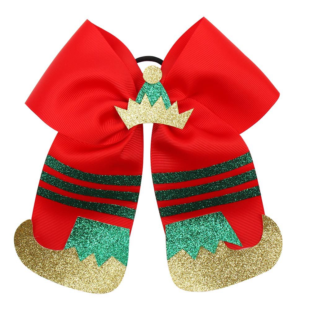 Kinderhaaraccessoires 7 inch kerst elastisch lint boog rubberen band meisjes haar tie touw cheer haarbanden kerstkinderen feest hoofdtooi hoofddeksel