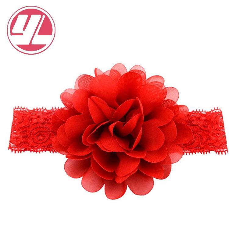 Neue Baby Chiffon Blume Elastische Spitze Stirnband Haar Zubehör Neugeborenen Haarband Baby Mädchen Kopf Wrap Mode Stirnbänder Kinder Geschenke