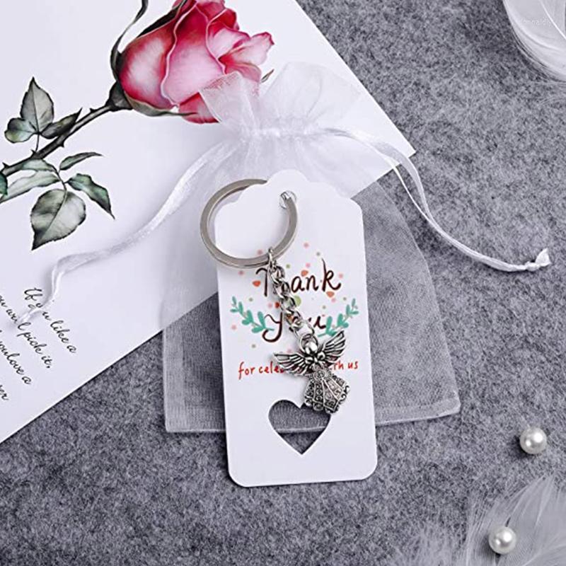 Keychains Angel Keychain Favor Pendant Christening Gift Keyring With Thank You Kraft Bag For Kids201o