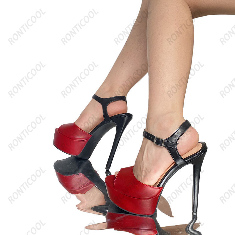 Ronticool Новое прибытие женская платформа сандалии матовая пряжка стилевых каблуков Peep Toe красивые бордовые туфли, дама US Size 5-20