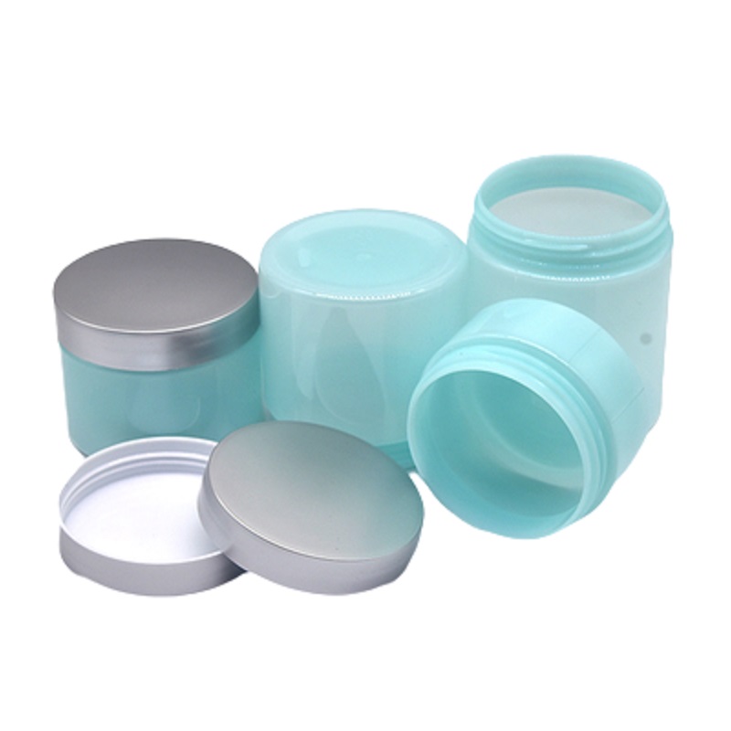 Embalagem Página de plástico vazia garrafa de cosmético Clear Blue Jar jar