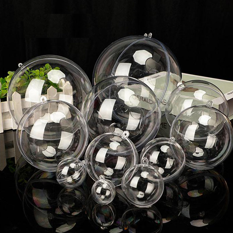 Boîte à bonbons transparente remplissable, boule de noël, boule d'arbre de noël, ornement, boîtes cadeaux, peut ouvrir le conteneur pour la décoration de la maison, 50 pièces