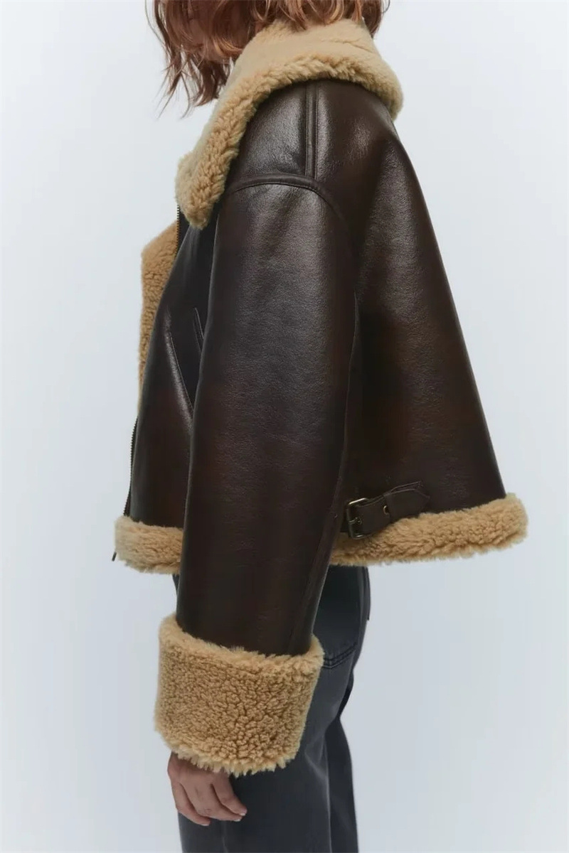 여성 코트 재킷 여성 패션 겨울 따뜻한 양털 재킷 라펠 세련