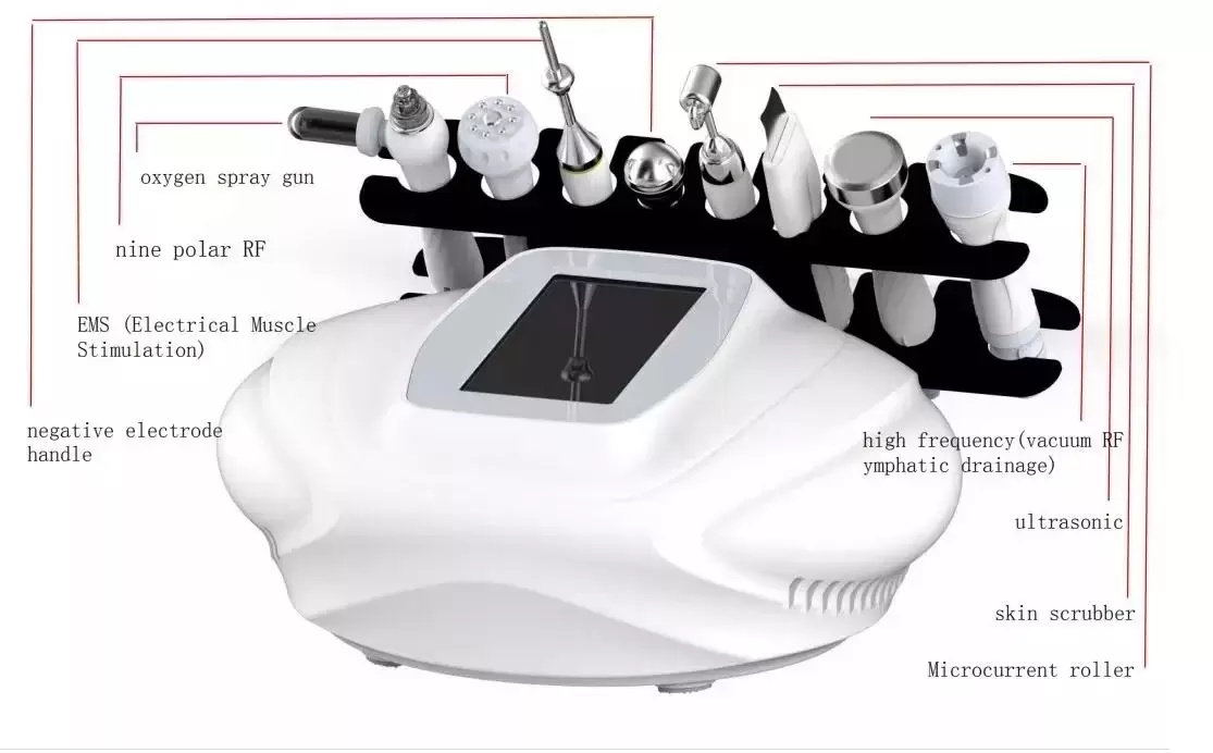 Multi-Functional Beauty Equipment 8 in 1 Ultrasonic RF High Frequency Cryo Moisturizing Multifunction Facial Beauty Machine