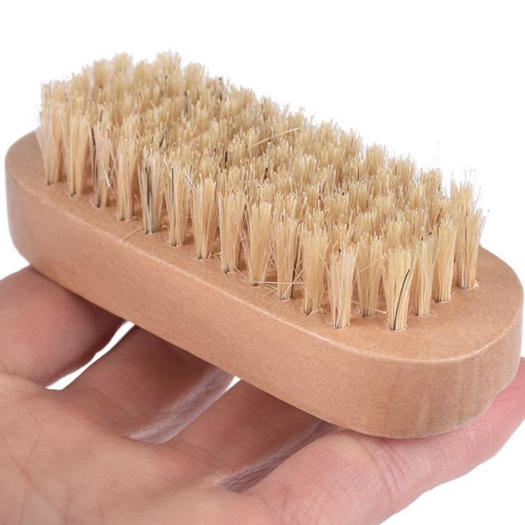 Brosse à ongles en bois, poils de sanglier, forme ovale Double face, petites brosses de nettoyage SN257