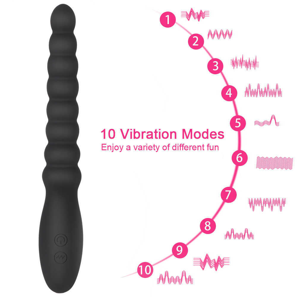 Skönhetsartiklar ikoky silikon anal dildo unisexy sexiga leksaker för kvinnor män plugg rumpa 10 hastighet dubbla motorvibratorer verktyg par