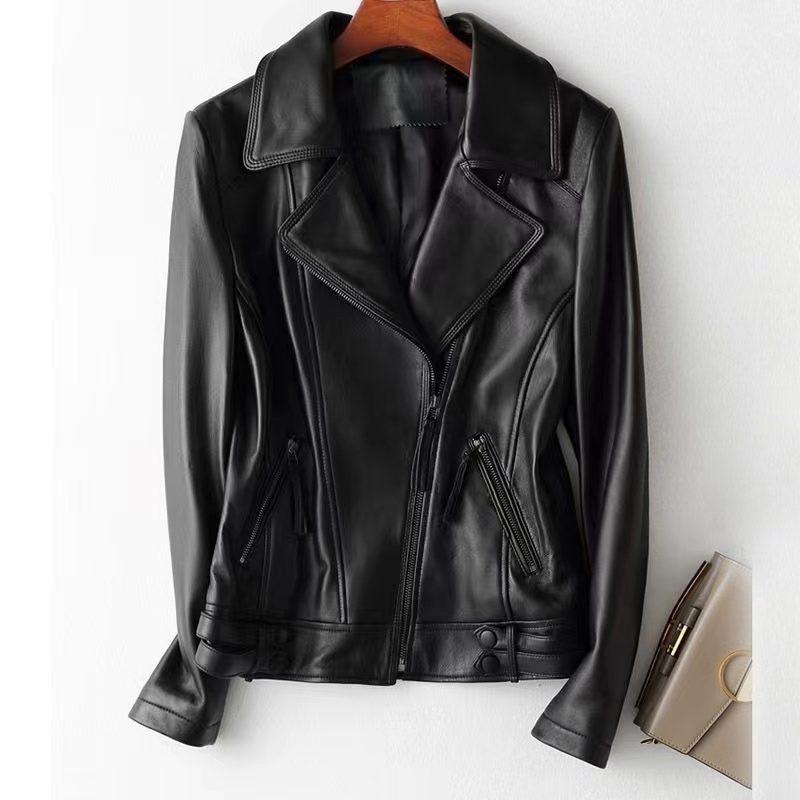 Женские дизайнерские куртки женский шкат осенний весенний стиль Slim for Lady Подлинная кожаная куртка Дизайнерский пальто e818