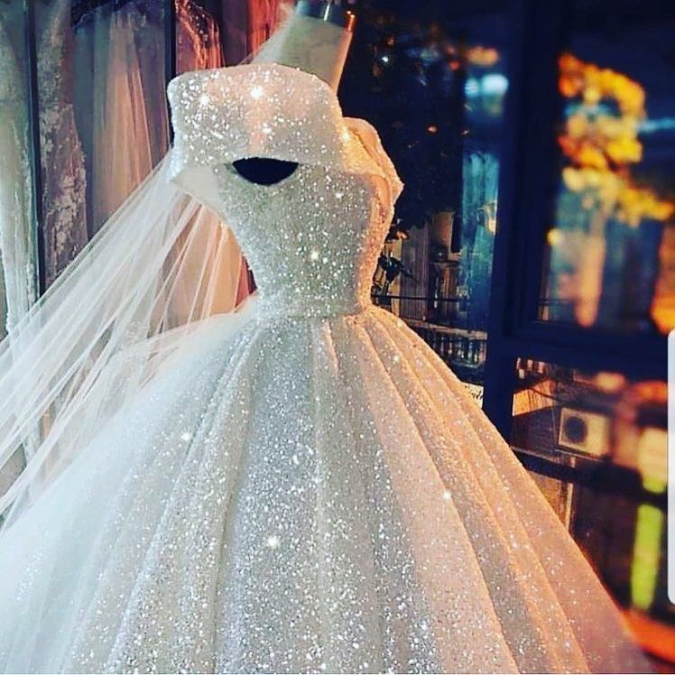 Luxury Sequined Glitter Ball Gown Wedding Dresses For Bride Sexy Off The Shoulder Dubai Arabic Princess Bridal Gowns Vintage Plus Size Ballgown Vestidos AL7973