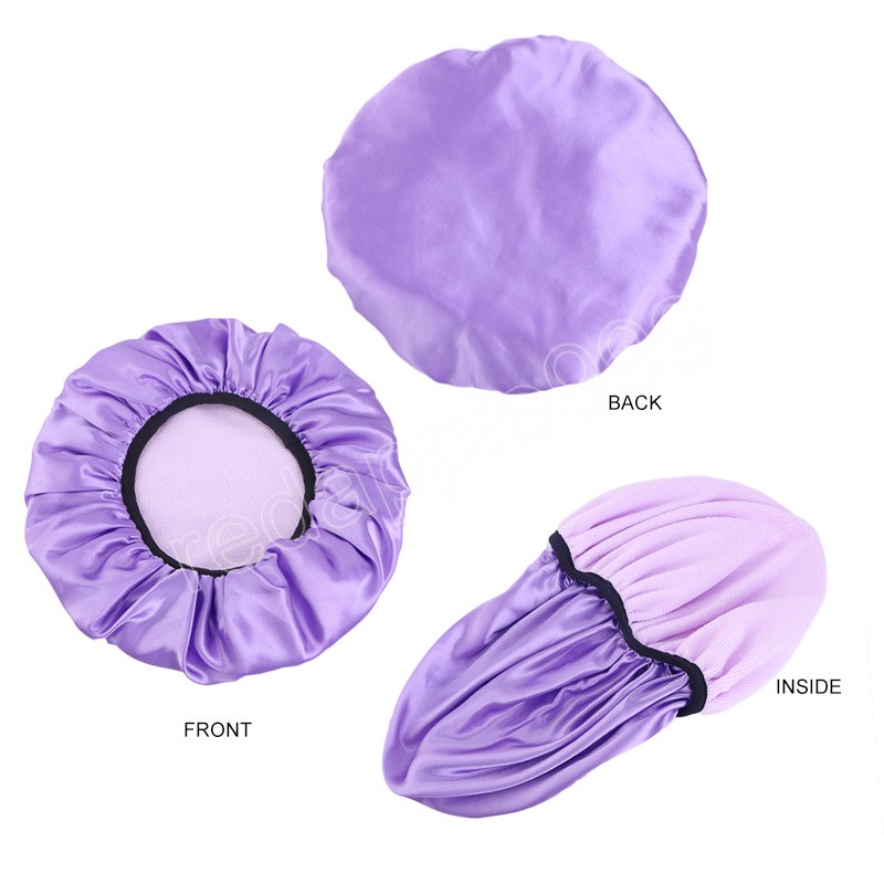 Bonnet de douche pour cheveux secs pour femmes, doublure en éponge, Double couche, Bonnet en Satin, doux, élastique, absorbant, serviette enroulée, accessoires de salle de bains