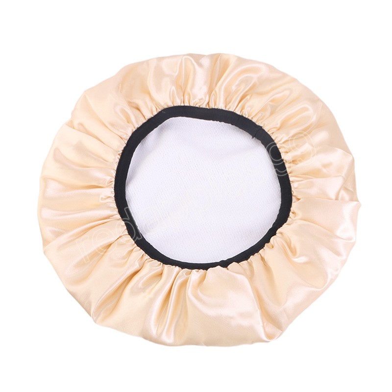 Frauen Haar Trocken Kappe Dusche Hut Terry Liner Doppel Schicht Satin Motorhaube Weiche Elastische Absorbierende Haar Handtuch Wrap Bad Zubehör