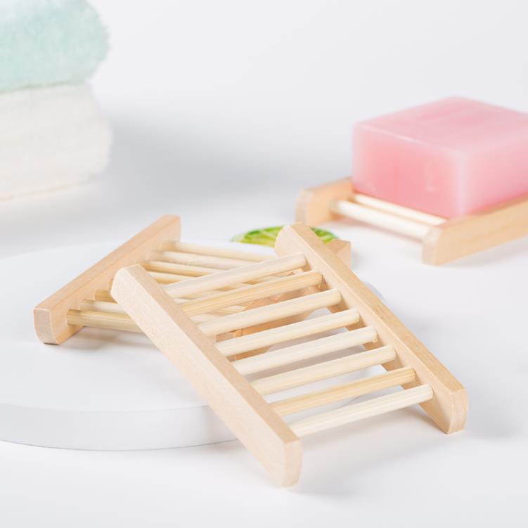 Natural Bamboo Trays Wholesale Wooden Soap Dish Tray Holder Rack Plate Box Container for Bath Shower Bathroom SN258