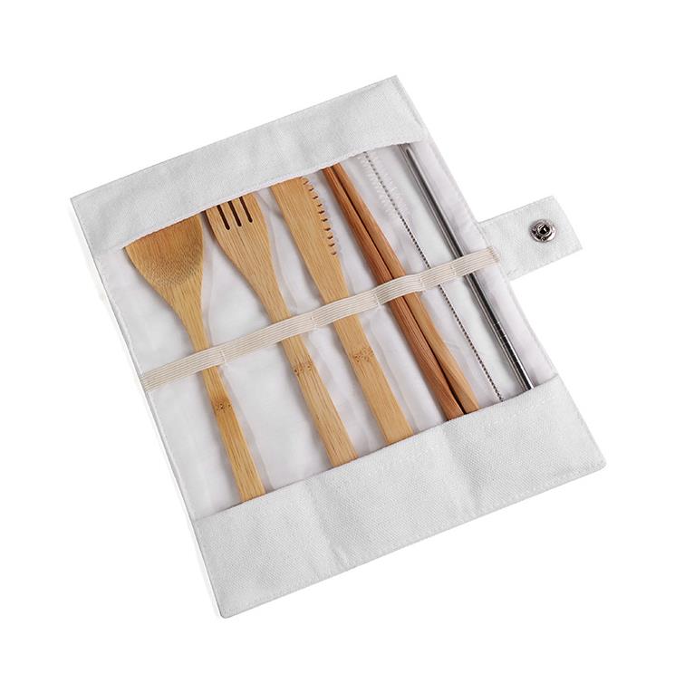 Ensemble de vaisselle en bois cuillère à café en bambou fourchette couteau à soupe ensembles de couverts de restauration avec sac en tissu outils de cuisine ustensile SN274