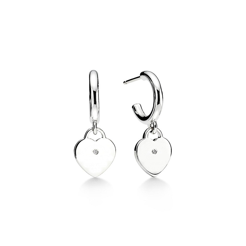 T-heart Charm Earrings Love Stud Earrings 925 Silver Sterlling Jewelry Desinger 여성 발렌타인 데이 파티 선물 선물 오리지널 럭셔리 브랜드