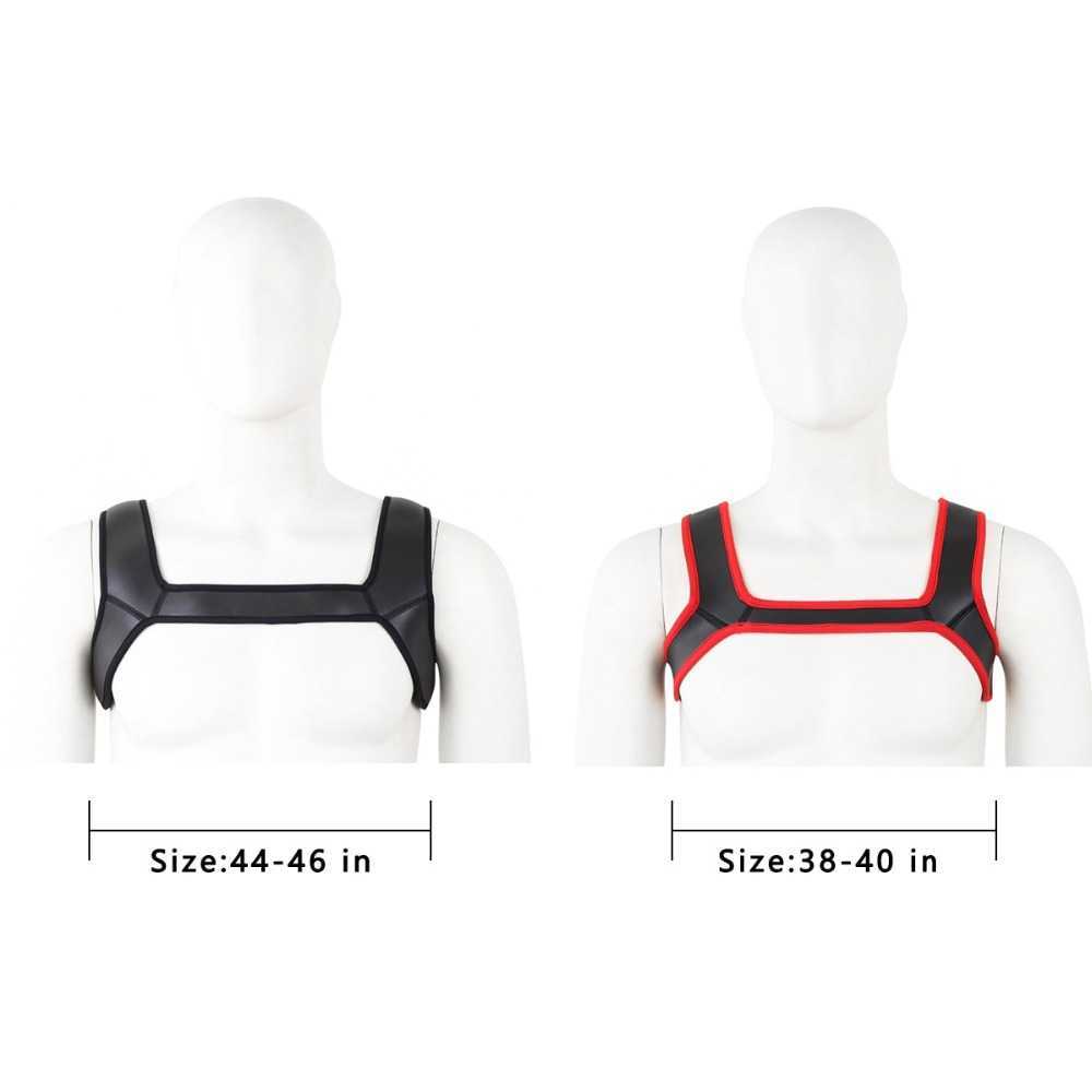 Sk￶nhetsartiklar Erotiska herrar Neoprene Br￶st Harness Belt breda axelremmar bdsm bondage valp spela hund slav rollplay party klubb slitage dr￤kt