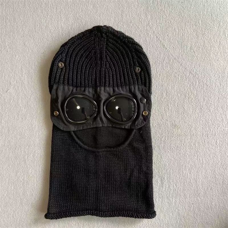 Designer two Lens Glasses Goggles Beanies Men Knitted Hats Skull Caps Outdoor Women Uniesex Winter Beanie Black Grey Bonnet gift