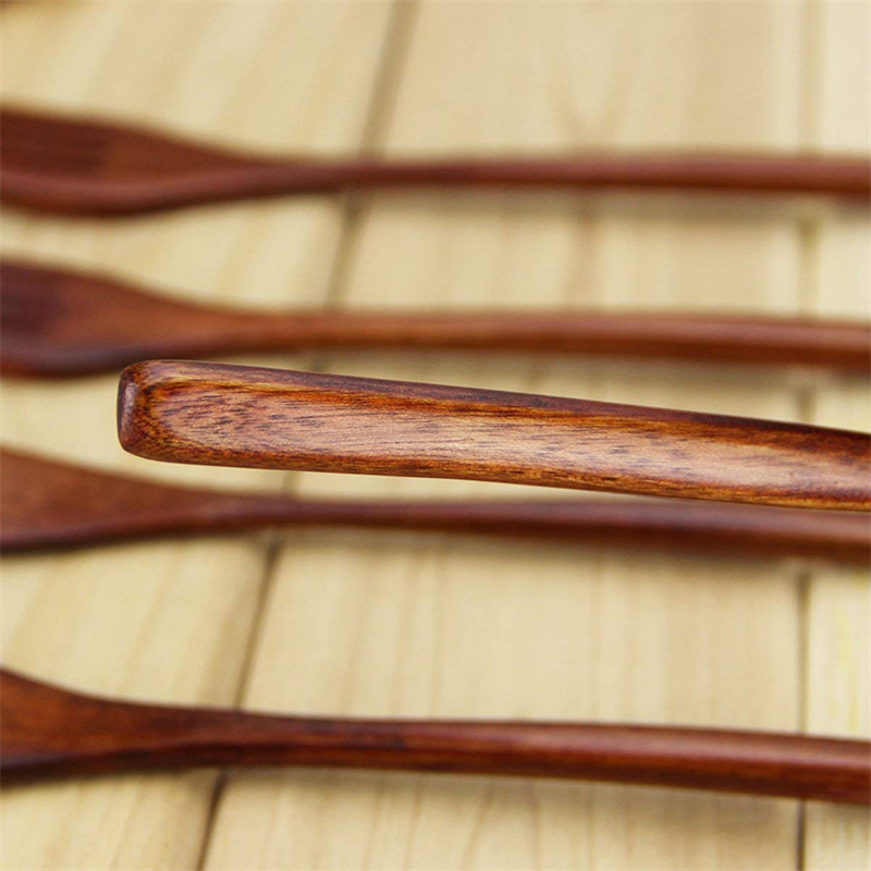 Wooden Soup Spoons for Eating Mixing Stirring Eco Friendly Long Handle Japanese Style Spoons Forks Kitchen Utensil