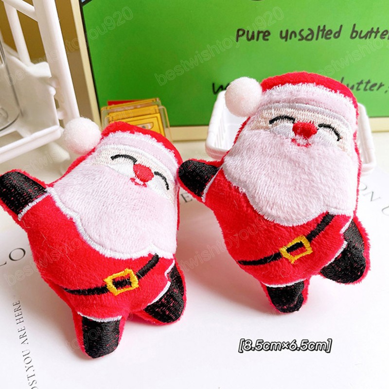 Cartoon Christmas Plush Brosch för kvinnor snögubbe Santa Tree Bells Metal Pins Christmas Gifts Tillbehör