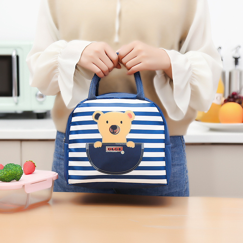 Isolierte Lunchtasche, tragbar, mit Cartoon-Aufdruck, wärmeisolierte Lunchbox, Reise-Notwendigkeit, Picknicktasche für Kinder, Studenten, Jungen und Mädchen