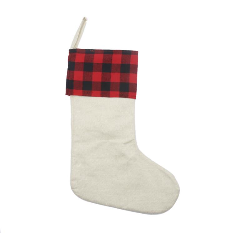 Sublimation Weihnachtssocken Leinenrohlinge Doppelseitiger Druck Hitzepresse Sockentasche Festliche Dekorationen Santa Ornament Geschenk Großhandel SN252