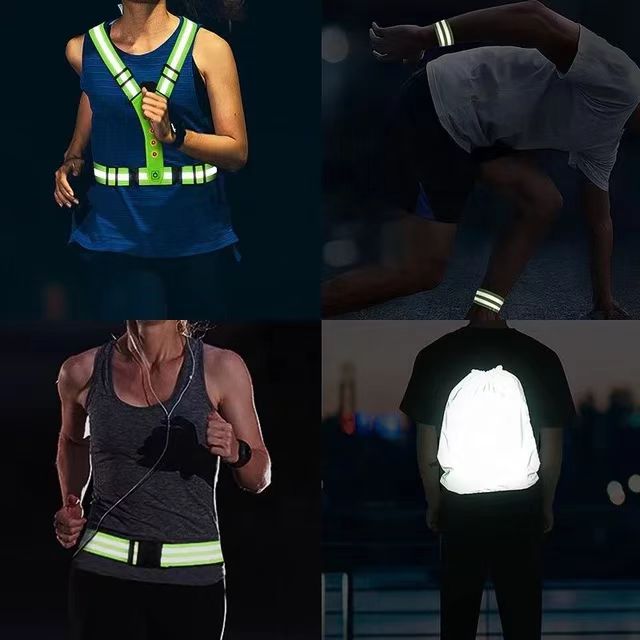 LED light reflective clothing lamp beads set factory direct sale bright safety vest adjustable reflective strap